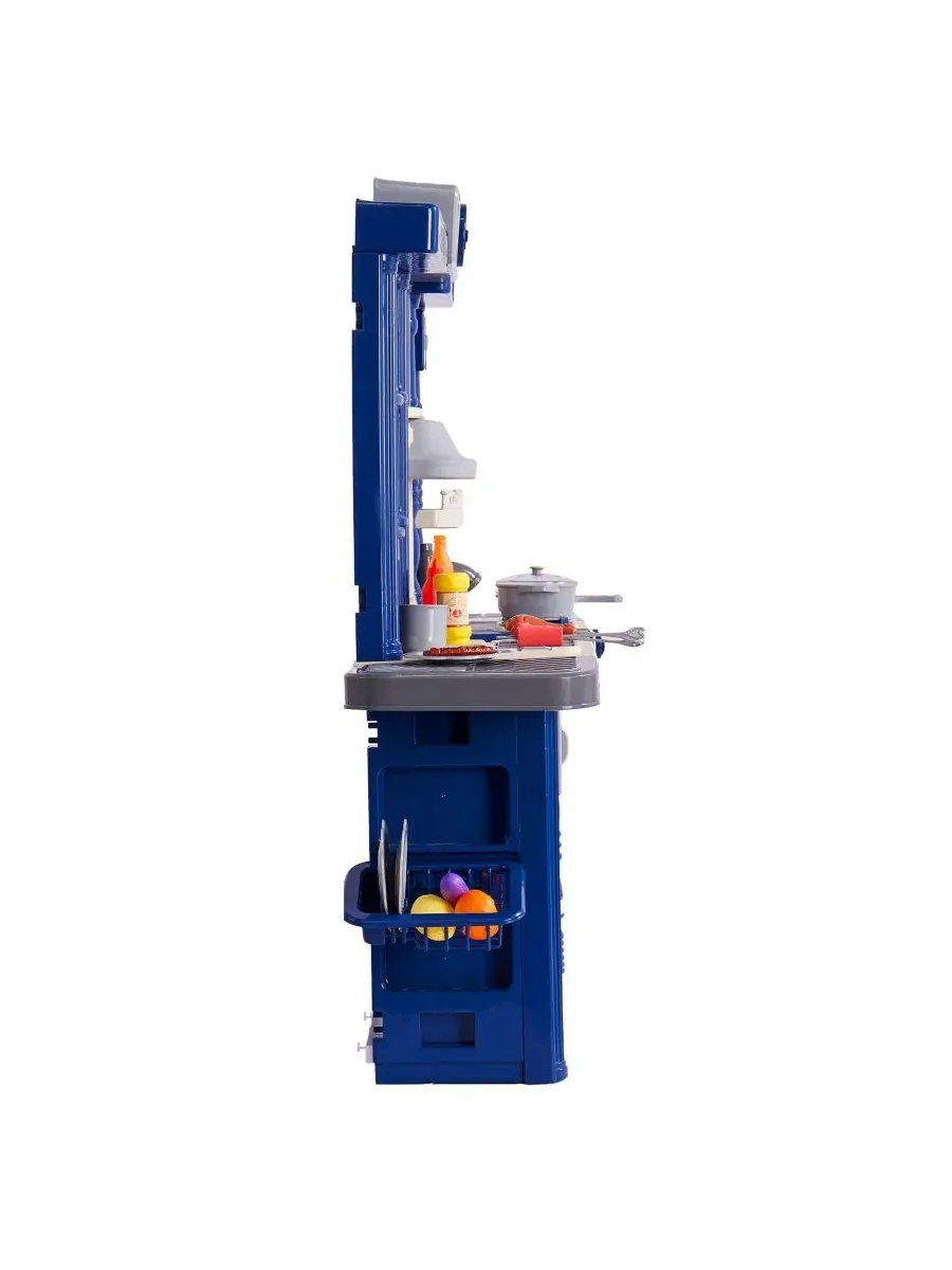 Детский кухонный игровой набор 3-в-1 с 74 предметами и реалистичными звуками, синий Sugift — изображение 7 из 11
