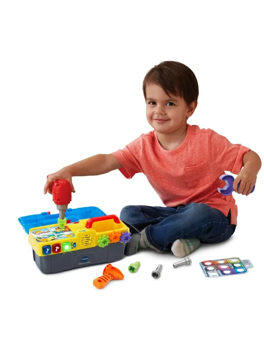 Игрушечный набор инструментов с электронным лотком и дрелью VTech Drill & Learn Toolbox — изображение 2 из 3, мульти