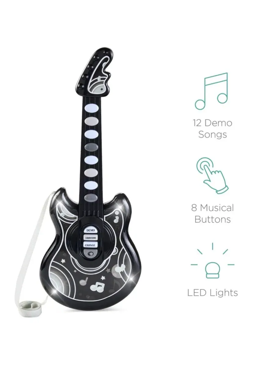 Детская гитара Flash Guitar 48 см , музыкальный инструмент для ролевых игр для малышей с микрофоном — изображение 4 из 7