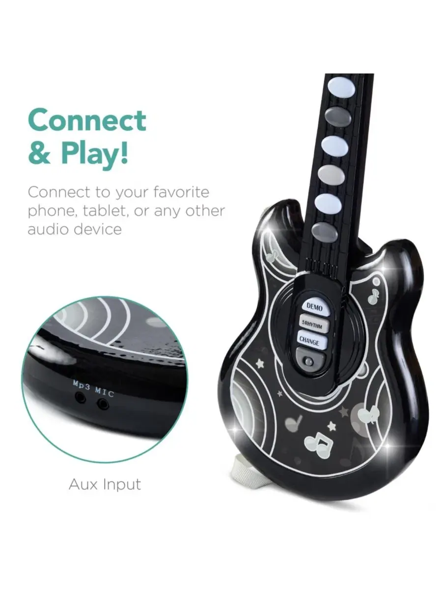 Детская гитара Flash Guitar 48 см , музыкальный инструмент для ролевых игр для малышей с микрофоном — изображение 5 из 7