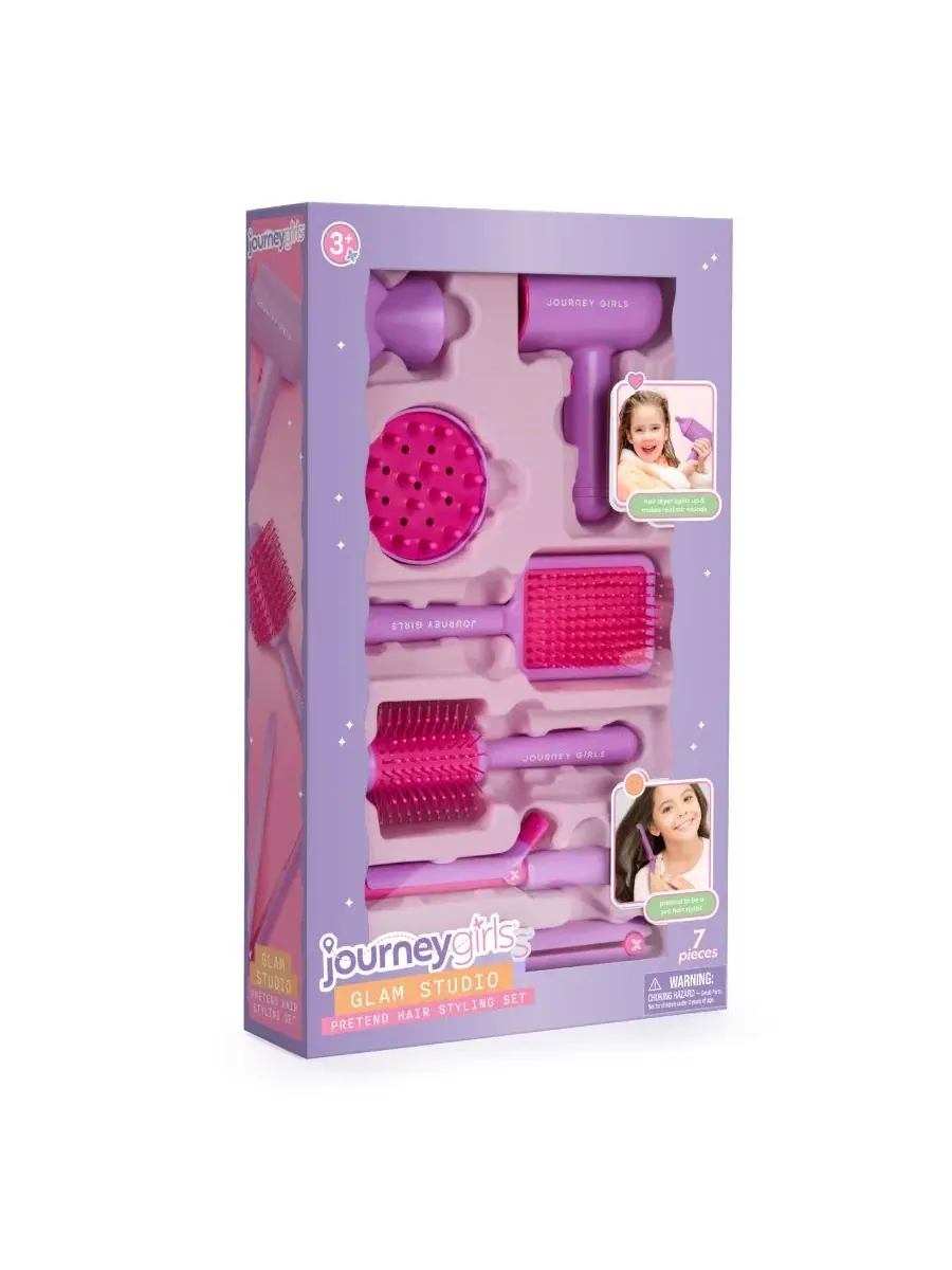 Набор для укладки волос Glam Studio Pretend Hair Styling Set Journey Girls — изображение 5 из 6, розовый фиолетовый