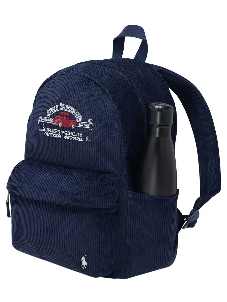 Рюкзак из вельвета с принтом Polo Pony Polo Ralph Lauren — изображение 3 из 4, синий
