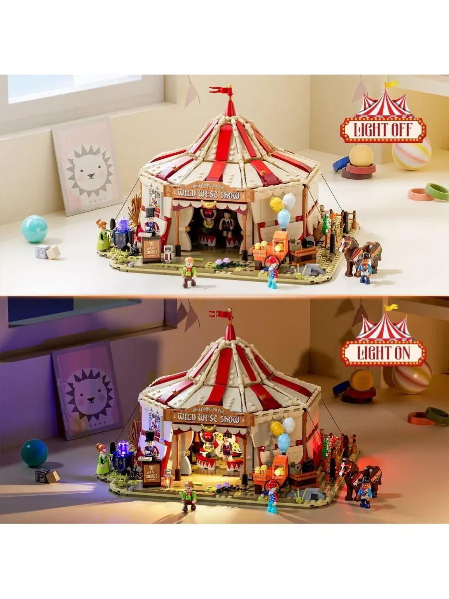 Конструктор Lumibricks с подсветкой, модель Travelling Circus The Wild West Show, 1962 деталей — изображение 5 из 10
