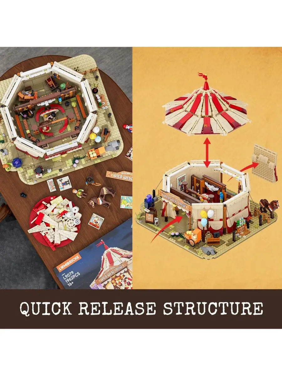Конструктор Lumibricks с подсветкой, модель Travelling Circus The Wild West Show, 1962 деталей — изображение 6 из 10