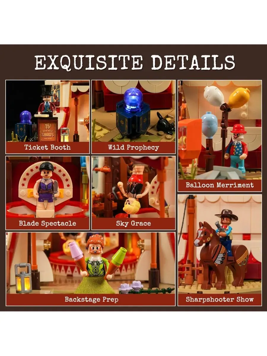 Конструктор Lumibricks с подсветкой, модель Travelling Circus The Wild West Show, 1962 деталей — изображение 7 из 10
