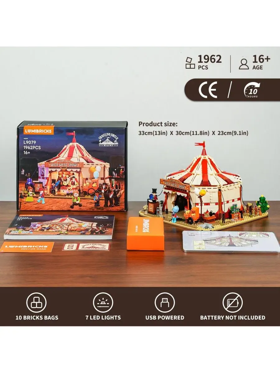Конструктор Lumibricks с подсветкой, модель Travelling Circus The Wild West Show, 1962 деталей — изображение 10 из 10