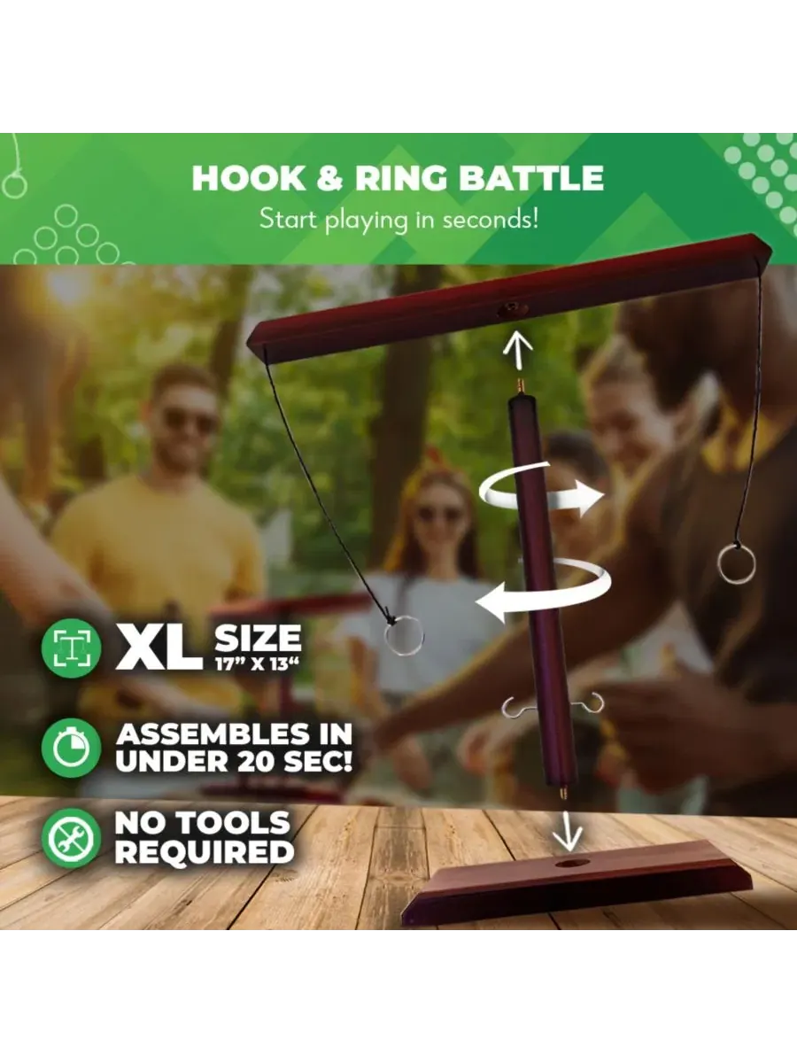 Настольная игра в кольца и крючки XL Battle Hooks, 2 игрока, 5+ игр SWOOC — изображение 2 из 5, коричневый