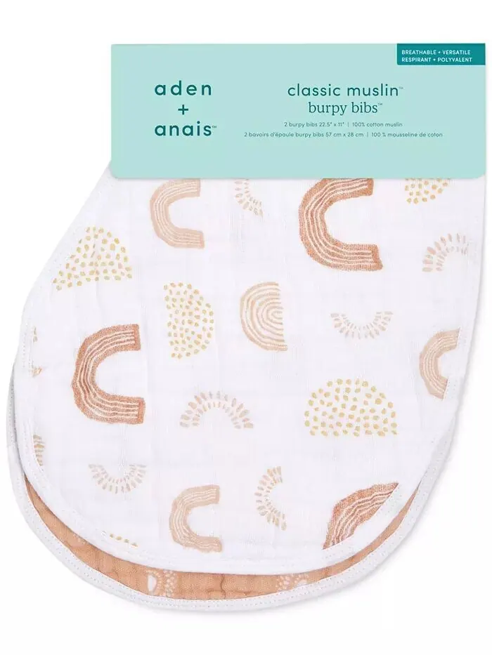 Нагрудник Baby Keep Rising Burpy, упаковка из 2 шт Aden By Aden + Anais — изображение 3 из 3, бежевый
