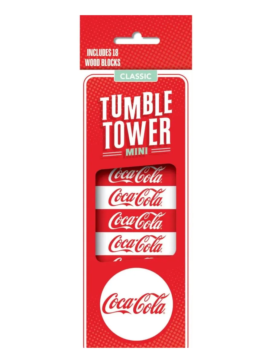 Настольная игра Tumble Tower Coca-Cola, 18 деревянных блоков, MasterPieces