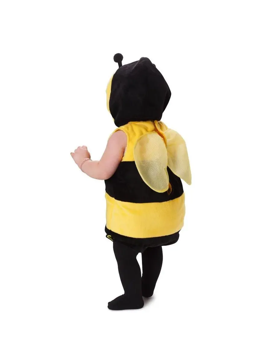 Костюм пчелки с капюшоном и крыльями, модель Fuzzy Bee Hooded Tunic Costume Dress Up America — изображение 4 из 4