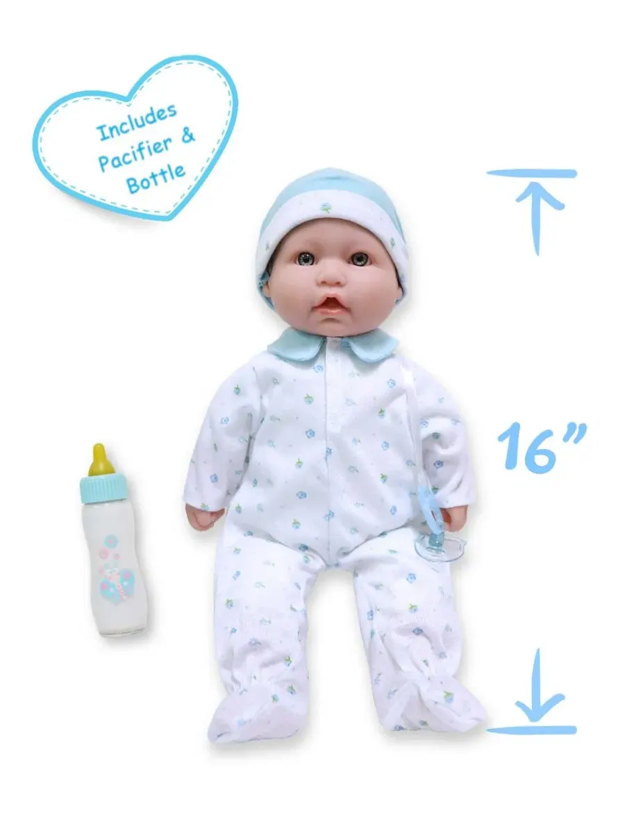 Кукла-младенец La Baby Caucasian, 41 см , с мягким телом, в синем наряде Jc Toys — изображение 2 из 4, синий