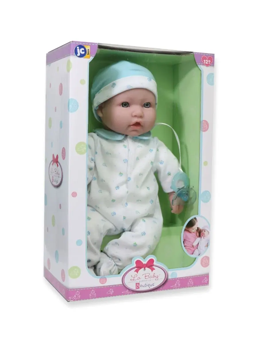 Кукла-младенец La Baby Caucasian, 41 см , с мягким телом, в синем наряде Jc Toys — изображение 4 из 4, синий