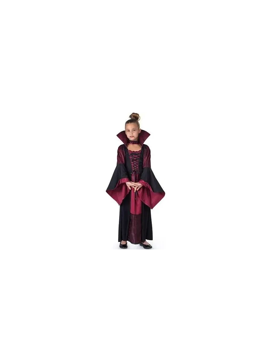 Костюм вампирши: платье и ожерелье - для девочек младшего возраста Dress Up America — изображение 4 из 4, черный/красный