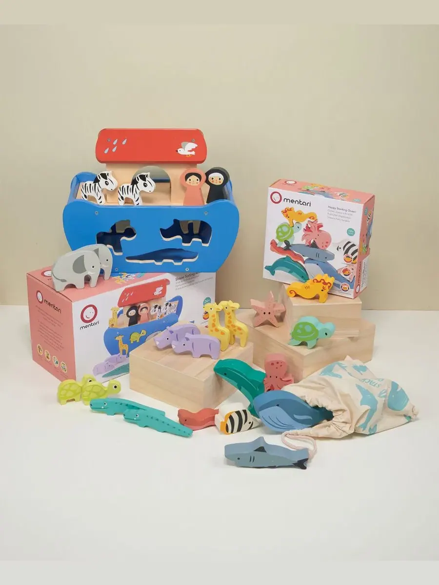 Набор для сортировки и балансировки Noah's Sorting and Stacking Bundle Mentari Toys — изображение 2 из 3, мульти
