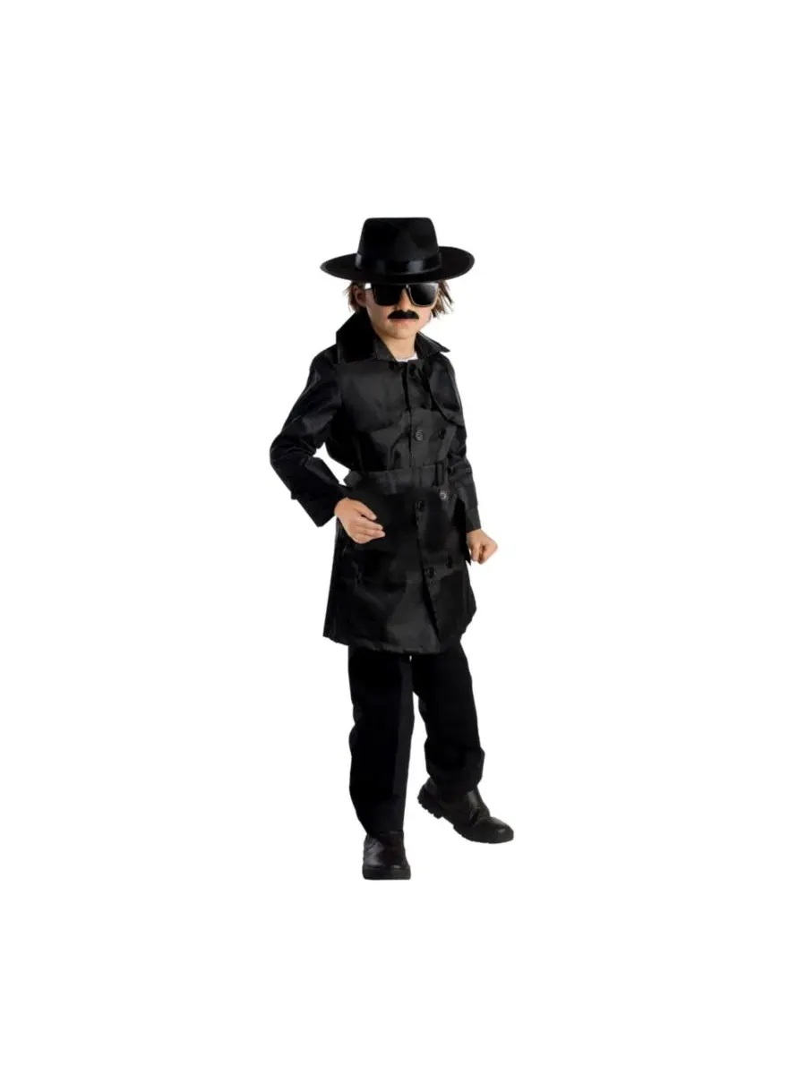 Костюм шпиона с плащом, очками и усами Dress Up America