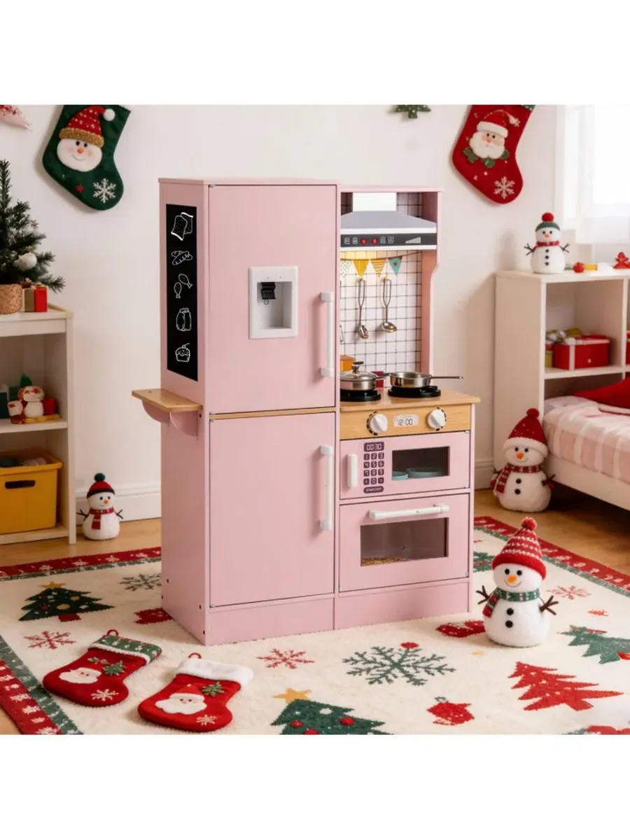 Двусторонний игровой кухонный набор SUGIFT, с мойкой и вытяжкой — изображение 9 из 11, розовый
