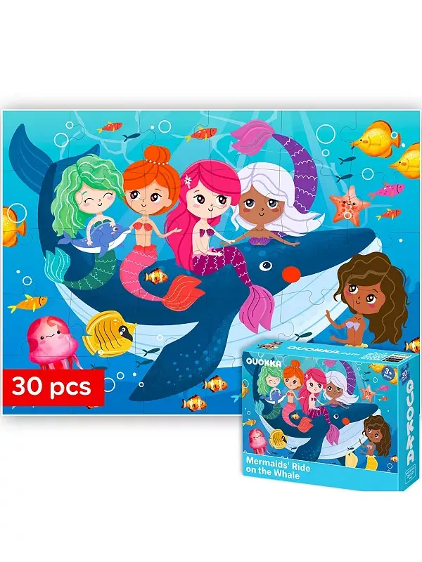 Пазлы из 30 деталей для детей 3-5 лет - развивающие игрушки Quokka, mermaids