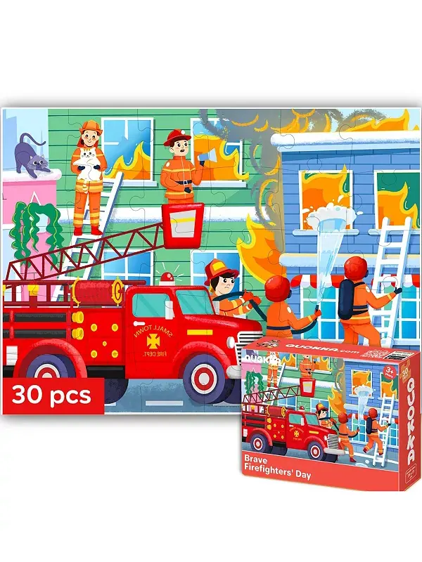 Пазлы из 30 деталей для детей 3-5 лет - развивающие игрушки Quokka, firefighters — изображение 1 из 4