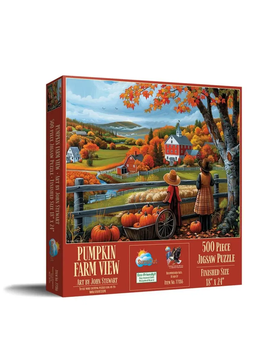 Пазл 500 деталей с изображением Pumpkin Farm View SunsOut, 45,7 x 61 см