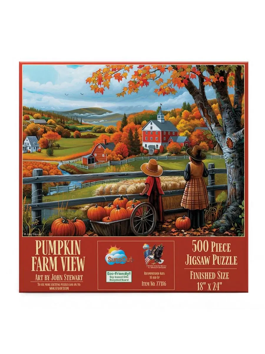 Пазл 500 деталей с изображением Pumpkin Farm View SunsOut, 45,7 x 61 см — изображение 2 из 5, нет цвета