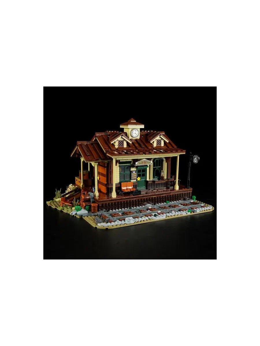 Конструктор Western Train Station с LED-подсветкой, 1843 детали Lumibricks — изображение 2 из 9, нет цвета