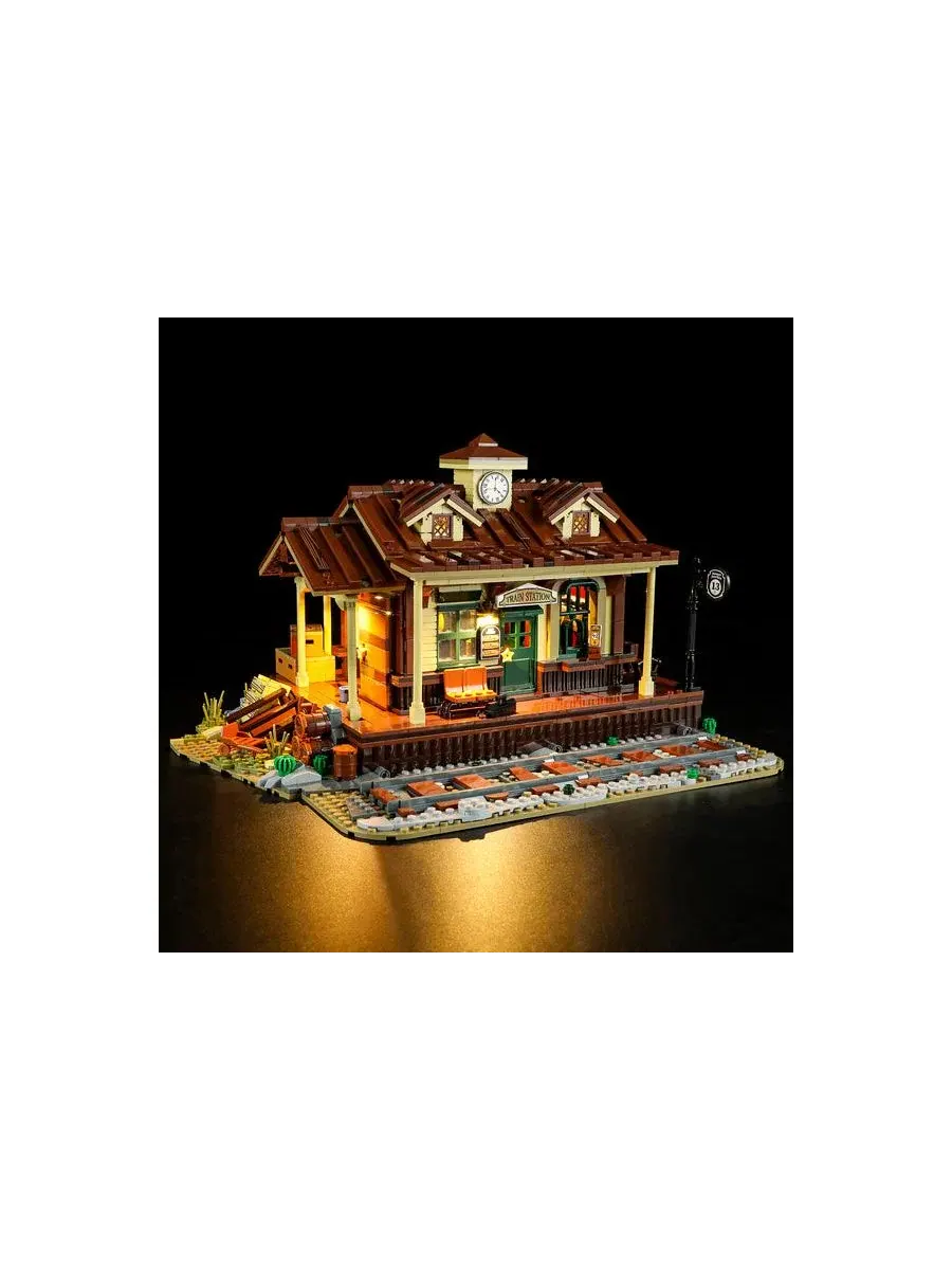 Конструктор Western Train Station с LED-подсветкой, 1843 детали Lumibricks — изображение 3 из 9, нет цвета
