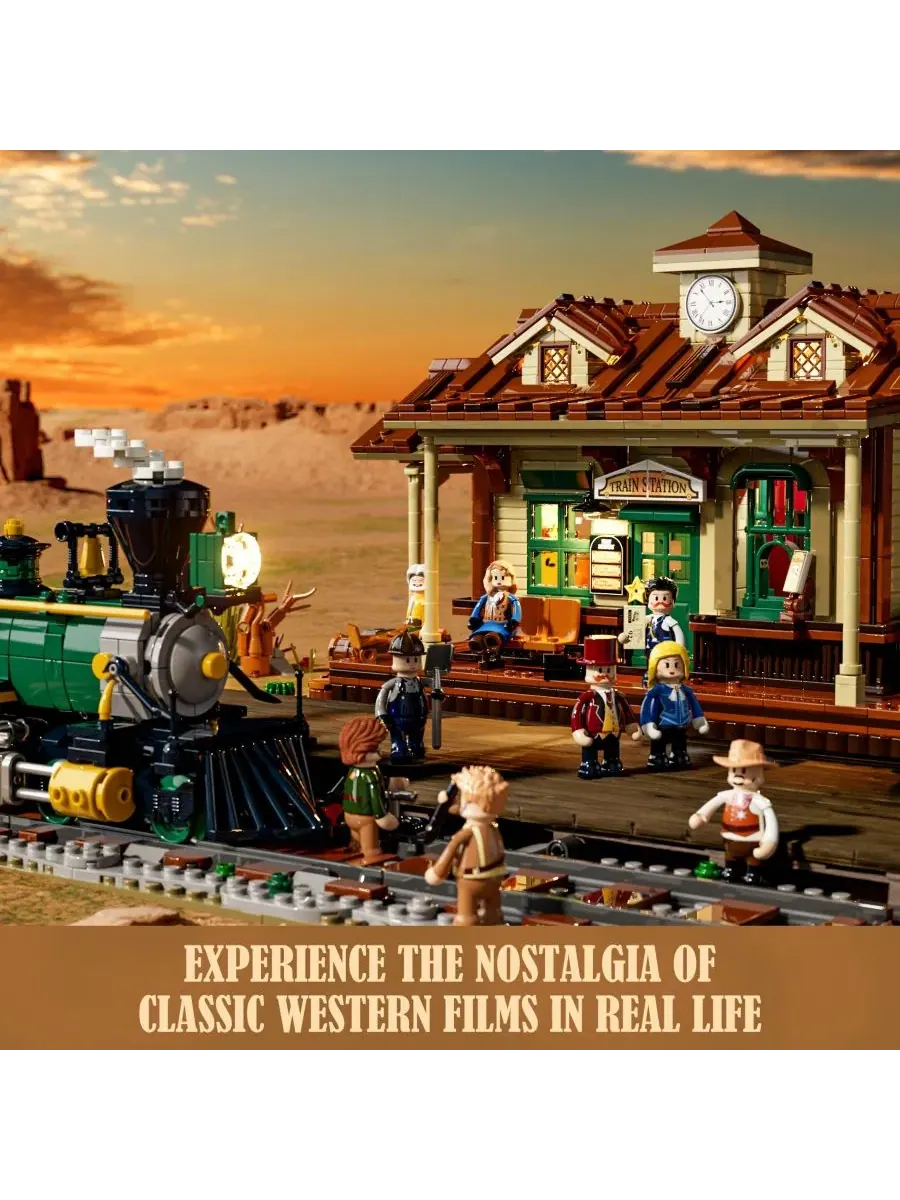 Конструктор Western Train Station с LED-подсветкой, 1843 детали Lumibricks — изображение 5 из 9, нет цвета