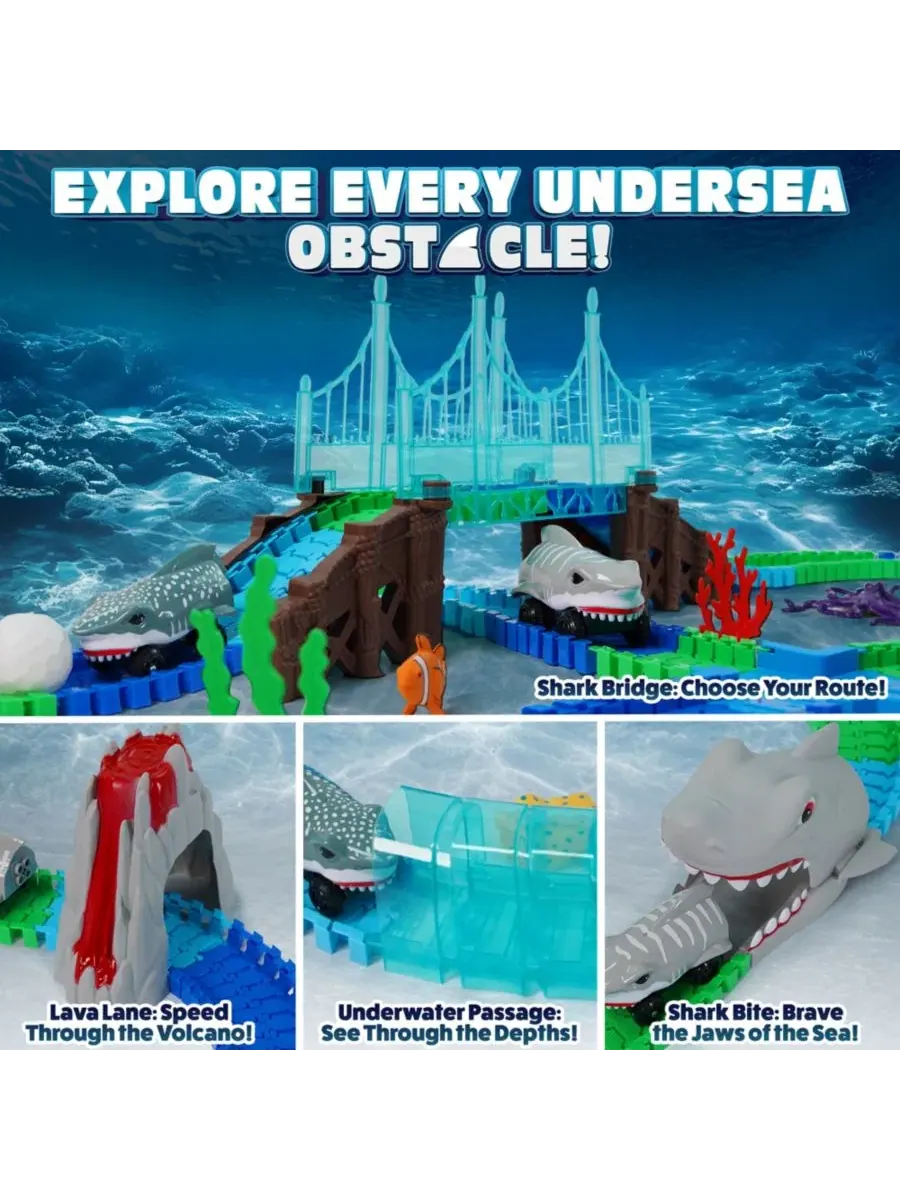 Игровой набор Shark Car Seas Tracks, 225 деталей Usa Toyz — изображение 3 из 7, нет цвета