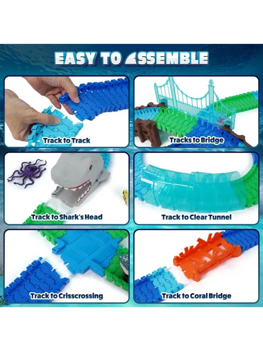 Игровой набор Shark Car Seas Tracks, 225 деталей Usa Toyz — изображение 4 из 7, нет цвета