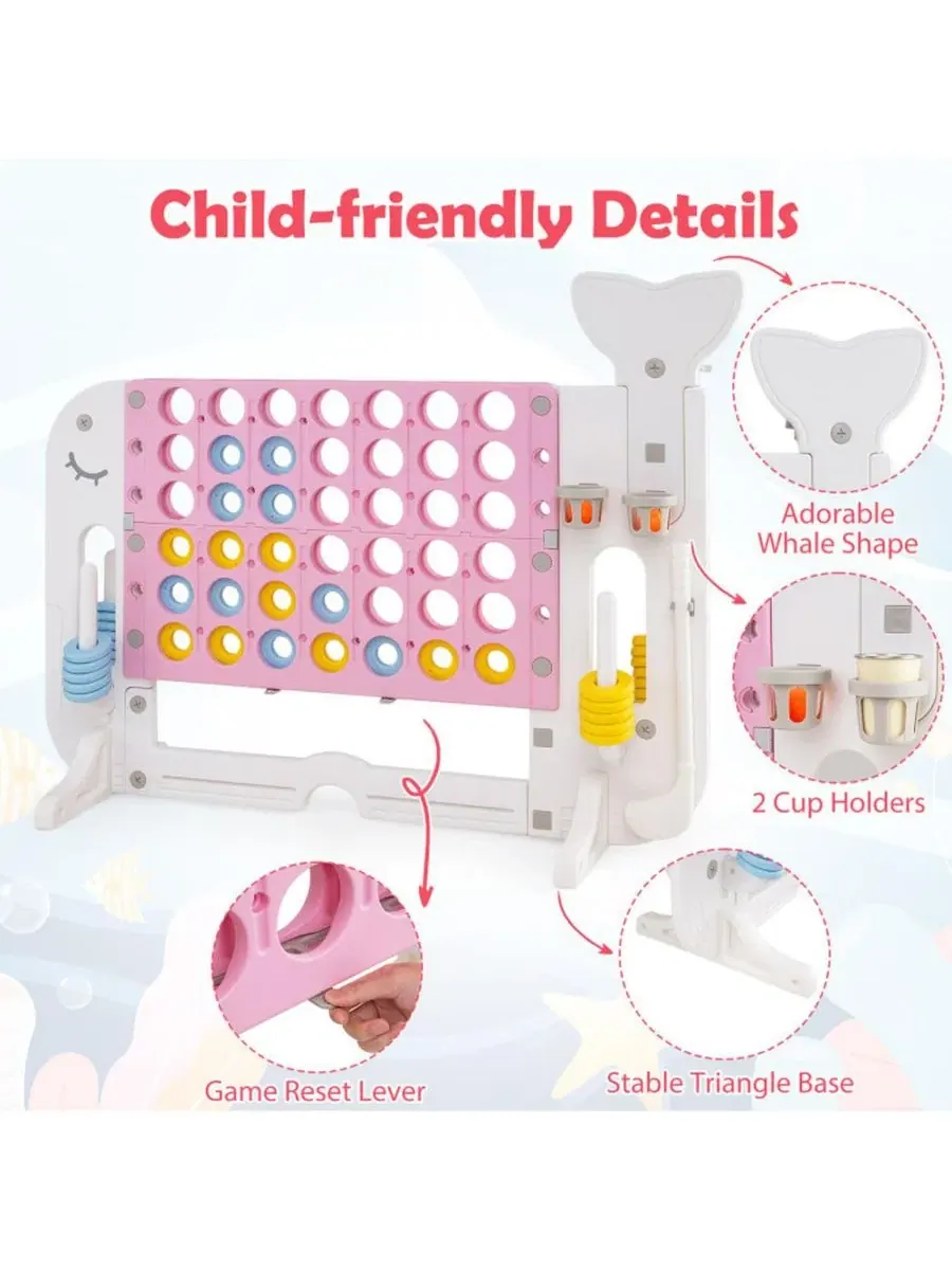 Игровой набор 4-в-1 с баскетболом, кольцебросом и мини-гольфом HONGGE — изображение 7 из 10, розовый