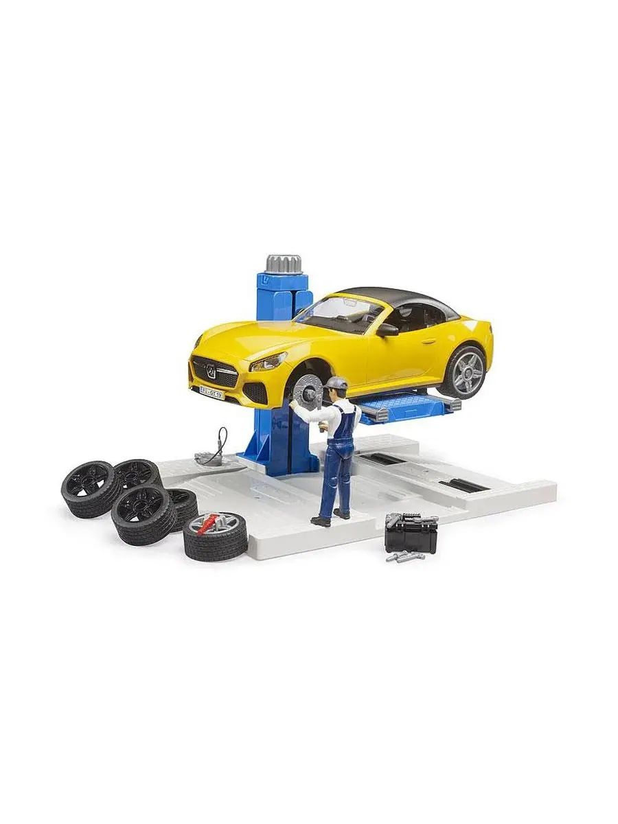 Игровой набор Автосервис 1/16 с механиком и инструментами Bruder