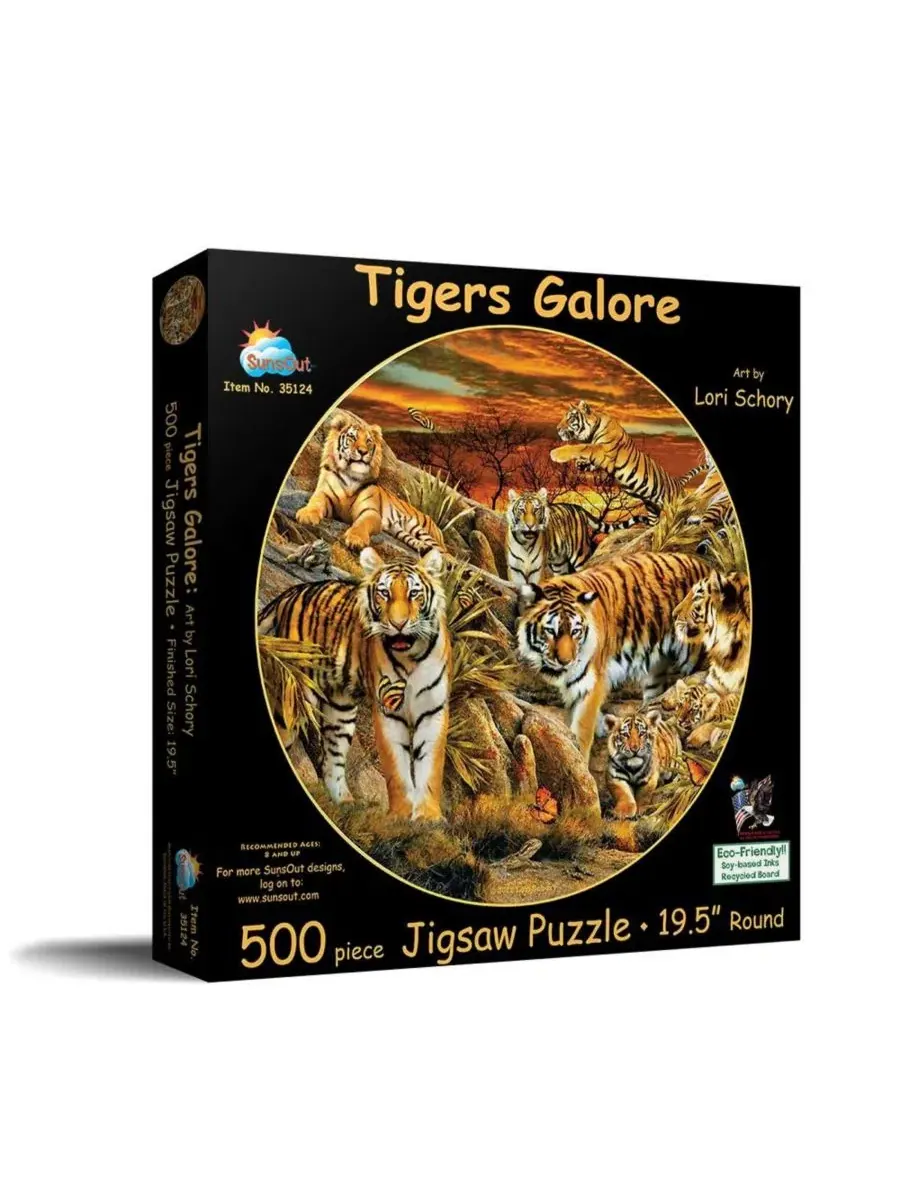 Пазл «Tigers Galore» из 500 деталей, круглый, для взрослых Sunsout