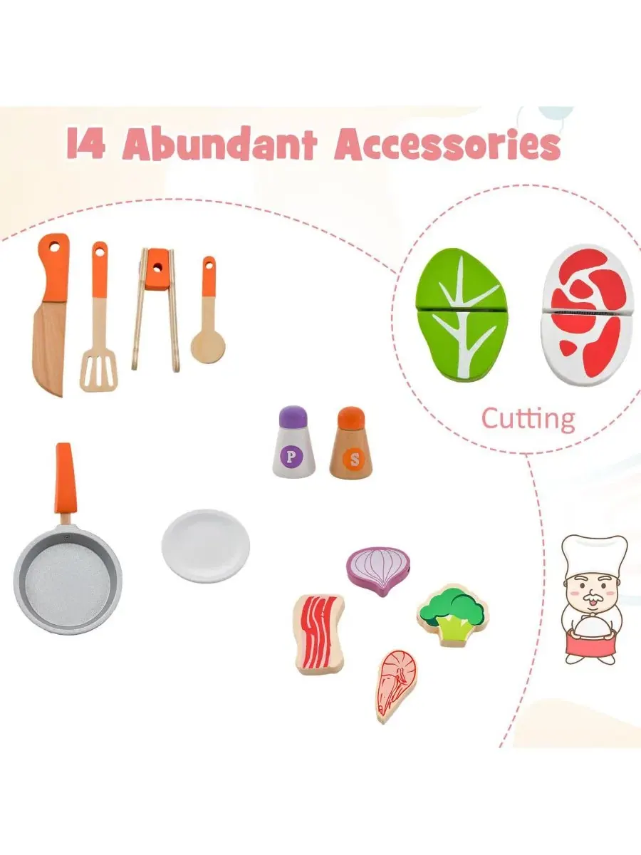 Двусторонний детский игровой кухонный набор с балдахином и двумя сиденьями Skonyon — изображение 9 из 11, розовый
