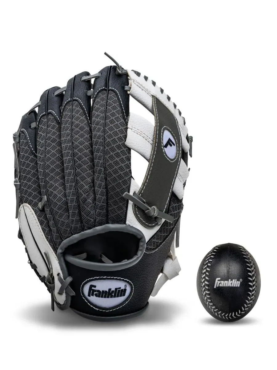 Набор мячей для тибола Teeball Meshtek с перчаткой, диаметр 24 см , для правшей Franklin Sports — серый