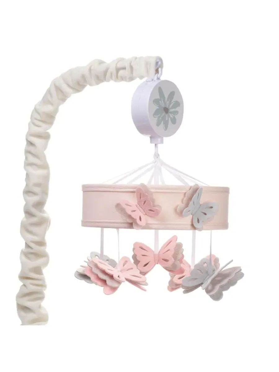 Музыкальный мобиль для детской кроватки Baby Blooms «Розовая бабочка» - игрушка-успокоитель Lambs &