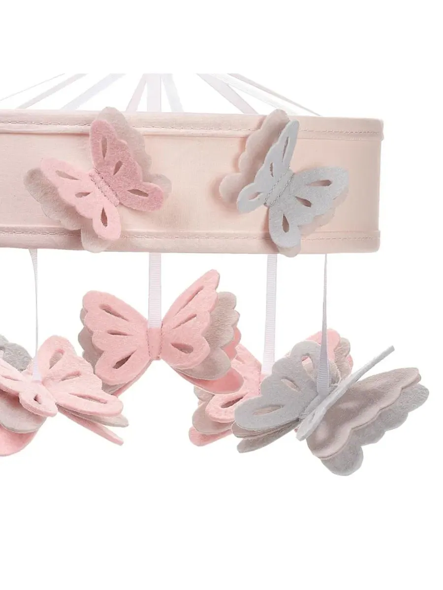 Музыкальный мобиль для детской кроватки Baby Blooms «Розовая бабочка» - игрушка-успокоитель Lambs & — изображение 3 из 7
