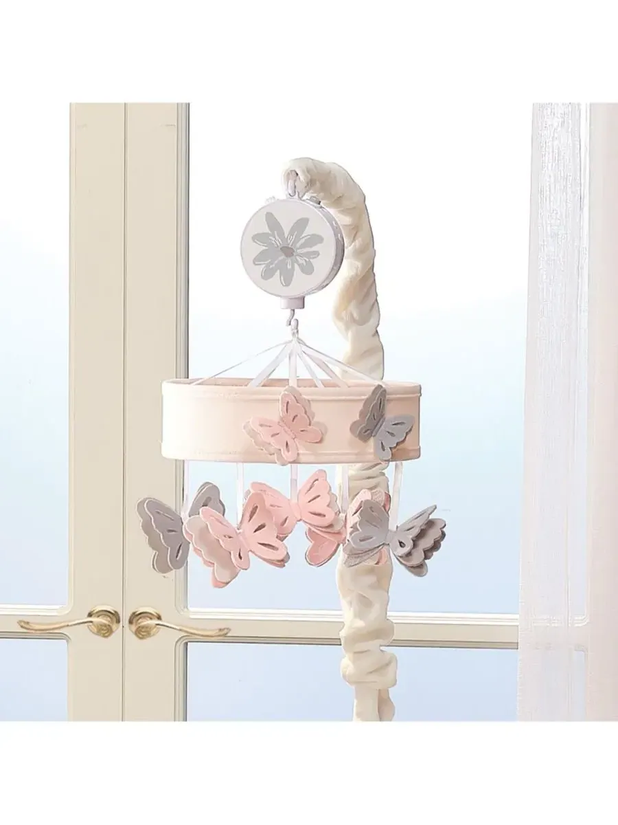 Музыкальный мобиль для детской кроватки Baby Blooms «Розовая бабочка» - игрушка-успокоитель Lambs & — изображение 7 из 7