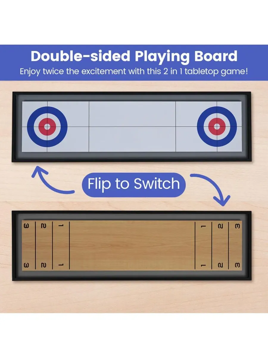 Настольная игра 2-в-1: шuffleboard и керлинг, с двусторонней доской Mecale — изображение 4 из 8, белый