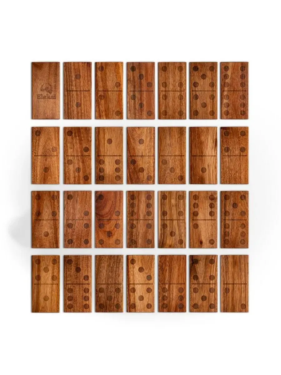 Набор домино из акации, 28 костяшек, Giant Wood Dominoes Elakai — изображение 2 из 3, коричневый