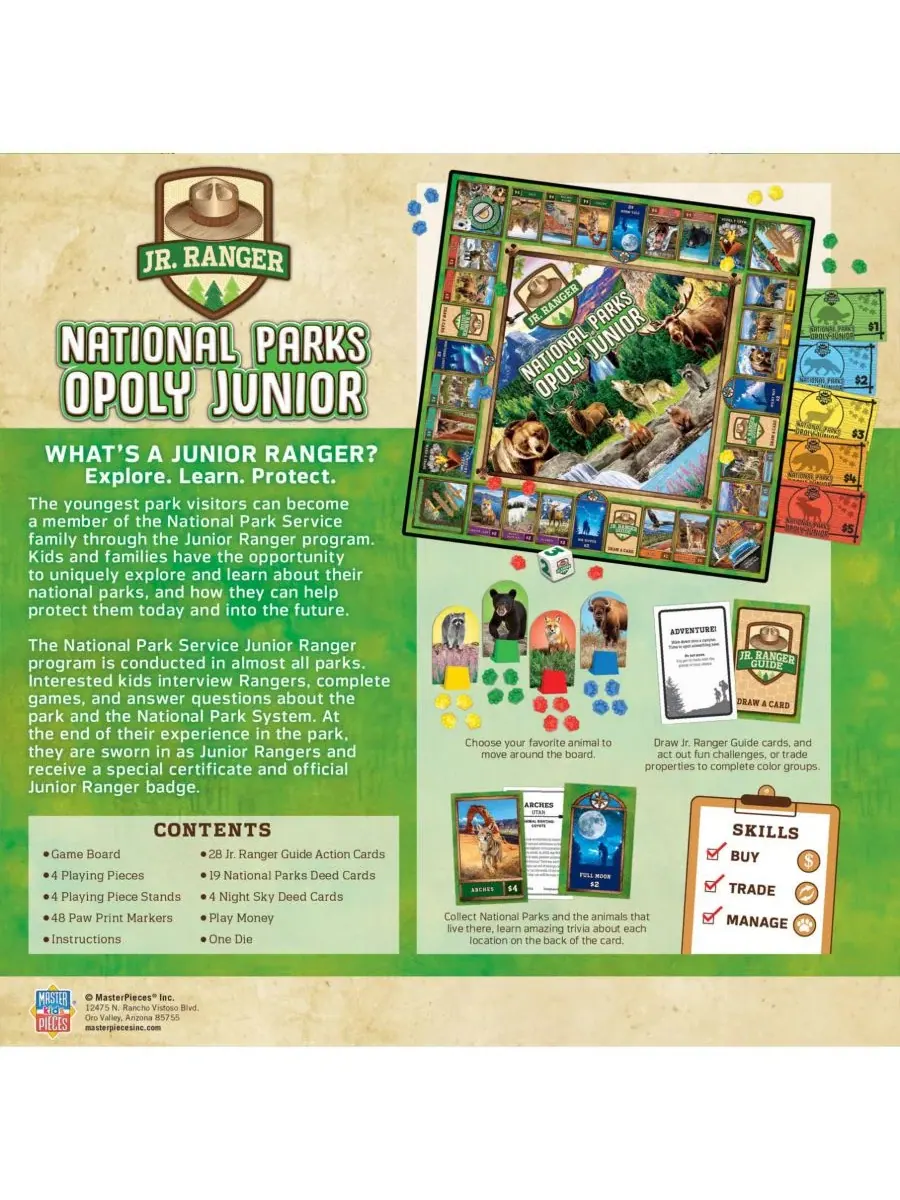 Настольная игра Junior Ranger National Parks Opoly Jr MasterPieces Puzzles — изображение 2 из 2, нет цвета