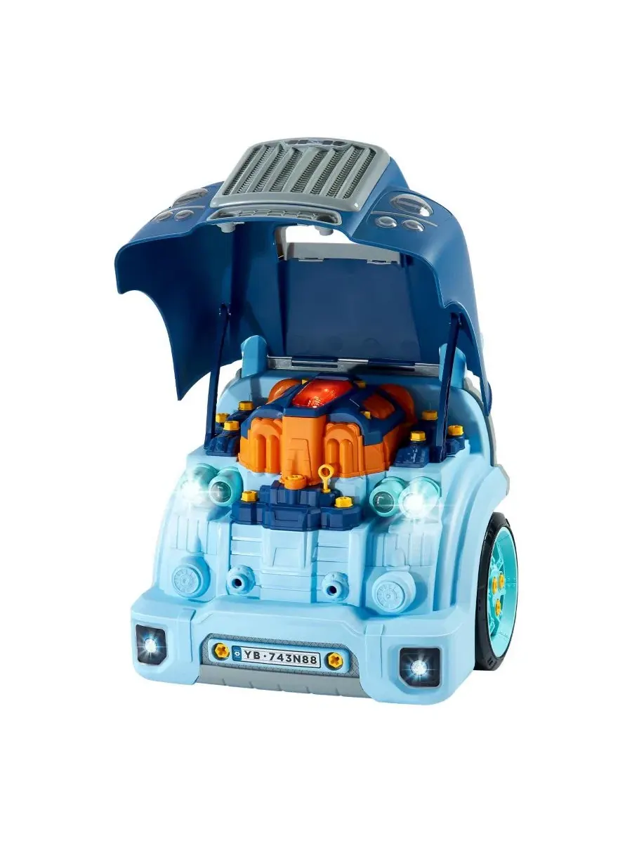 Игровой набор механика Engine Repair с электродрелью, 60 деталей HONGGE — изображение 9 из 11, синий