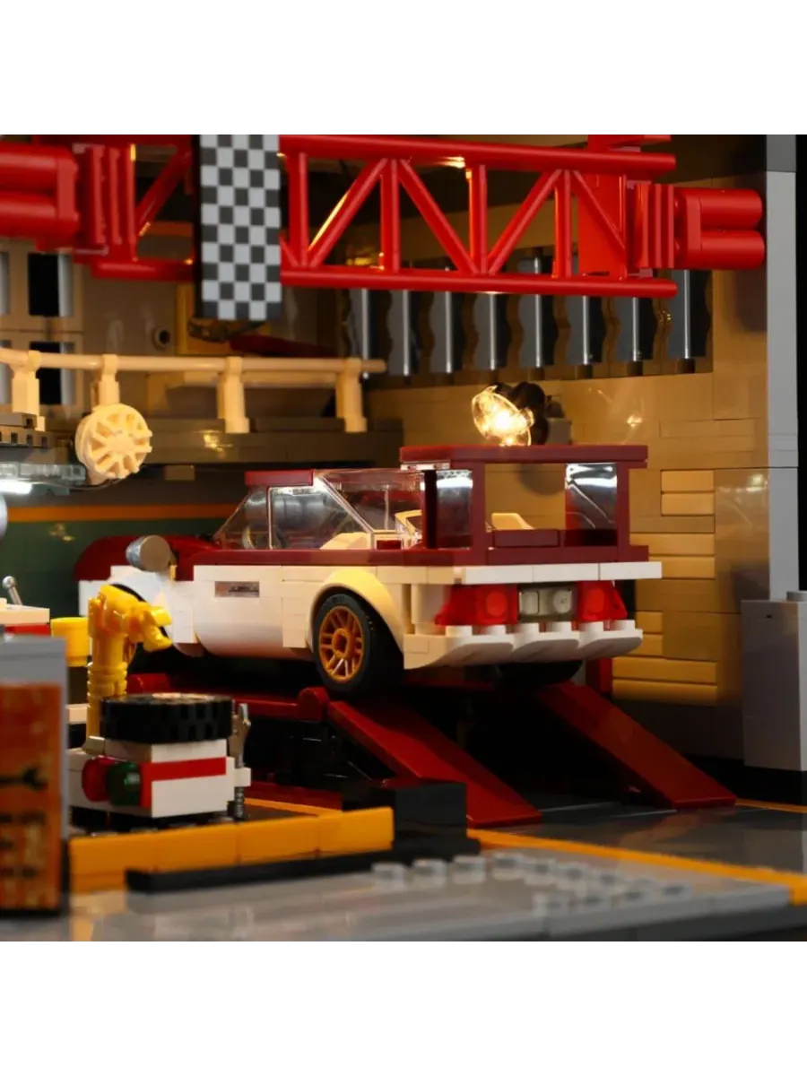 Конструктор Lumibricks 1935 деталей, уличный гараж 1990-х, 7 световых точек Lumibricks — изображение 10 из 10, нет цвета