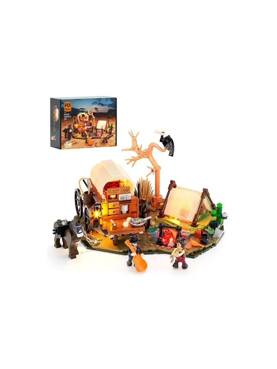 Конструктор Lumibricks 542 детали Cowboy Camp Lighting Building Bricks Set The Old West Shelter