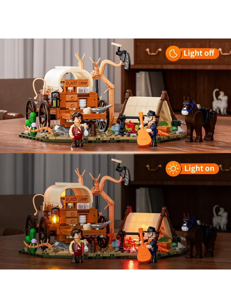 Конструктор Lumibricks 542 детали Cowboy Camp Lighting Building Bricks Set The Old West Shelter — изображение 6 из 10