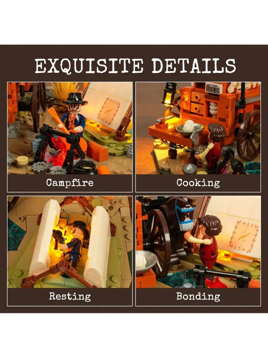 Конструктор Lumibricks 542 детали Cowboy Camp Lighting Building Bricks Set The Old West Shelter — изображение 9 из 10