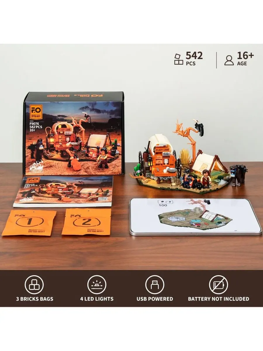 Конструктор Lumibricks 542 детали Cowboy Camp Lighting Building Bricks Set The Old West Shelter — изображение 10 из 10