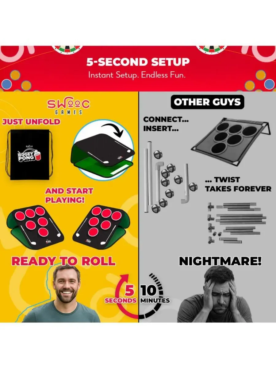 Bogey Pong, Набор для игры в гольф 3-в-1 для заднего двора: дротики и крестики-нолики, Удалите — изображение 4 из 6, зеленый