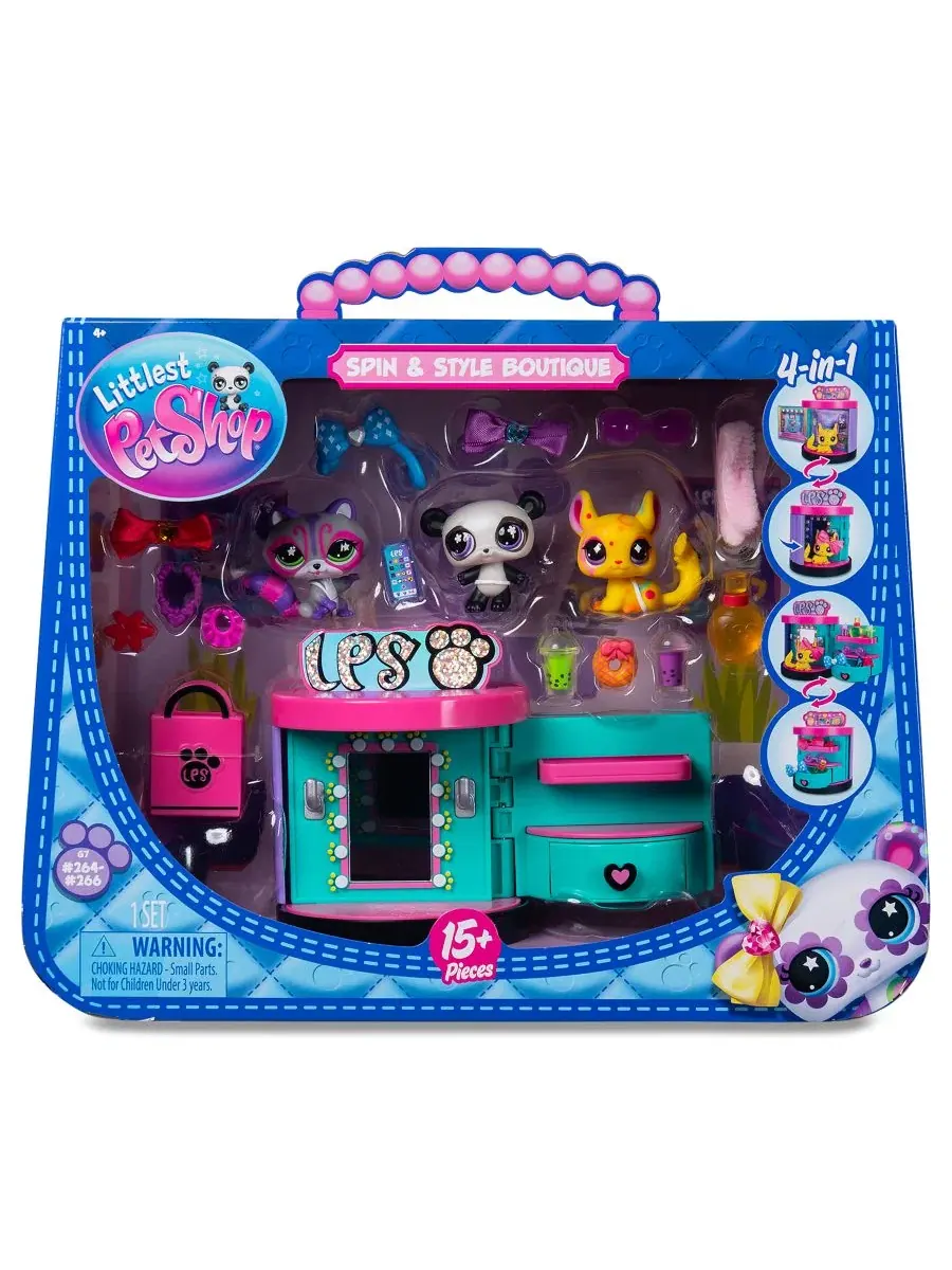 Игровой набор Spin Style Boutique с 3 питомцами Bobblin' Pets Littlest Pet Shop — изображение 4 из 9, мульти