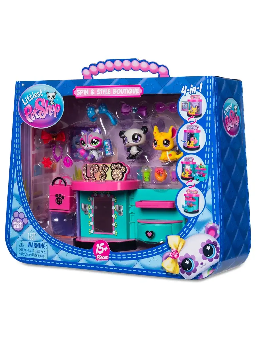 Игровой набор Spin Style Boutique с 3 питомцами Bobblin' Pets Littlest Pet Shop — изображение 6 из 9, мульти