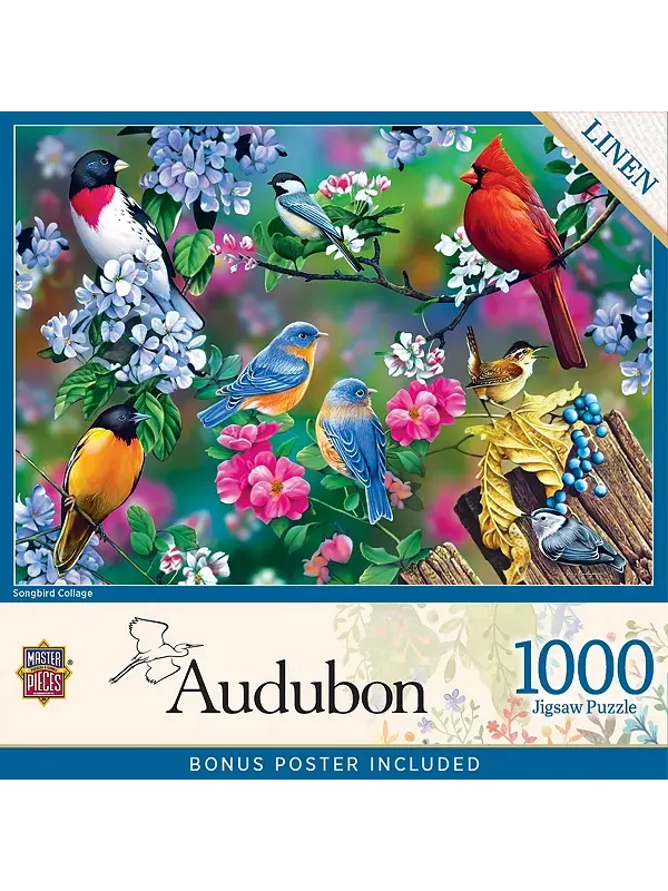 Шедевры Одюбона - Коллаж певчих птиц, пазл из 1000 элементов Masterpieces Puzzles